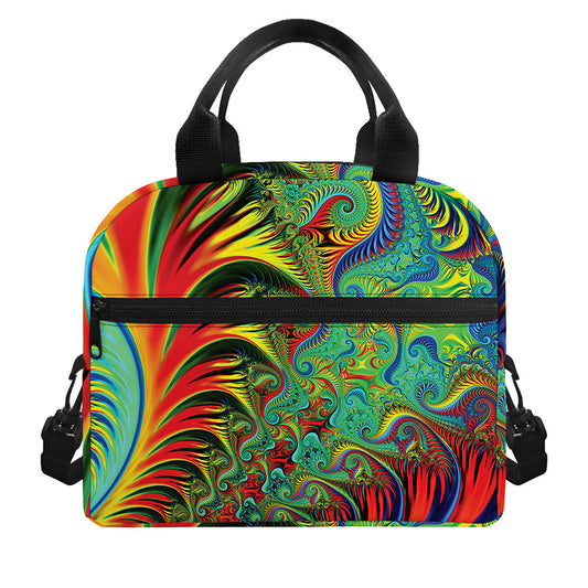 Psychedelic Fractal Print Insulated Lunch Bag