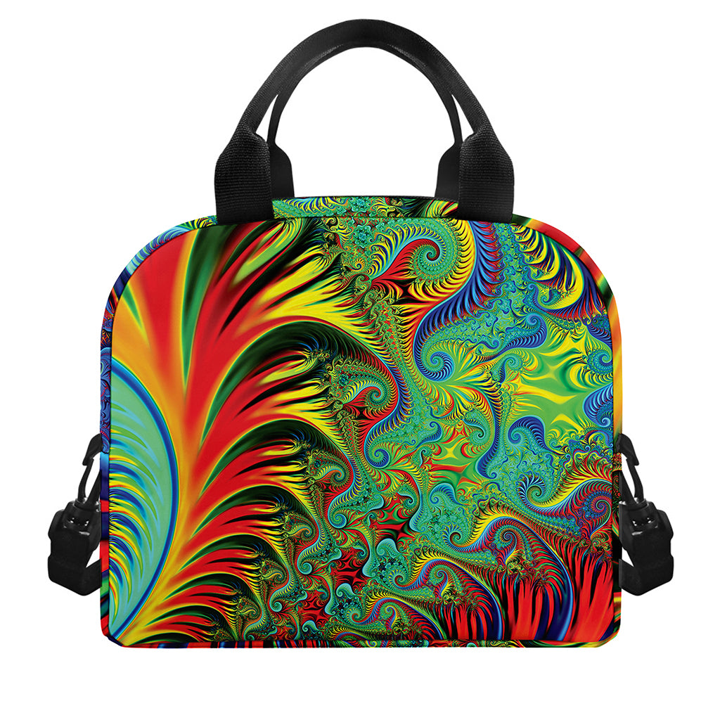 Psychedelic Fractal Print Insulated Lunch Bag