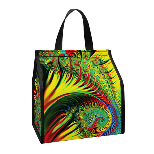Psychedelic Fractal Print Insulated Lunch Tote