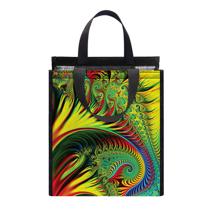 Psychedelic Fractal Print Insulated Lunch Tote