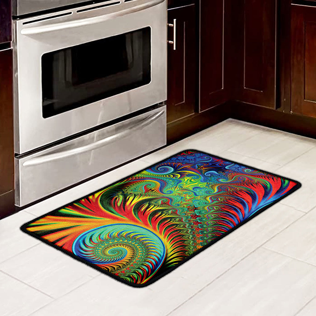 Psychedelic Fractal Print Kitchen Mat