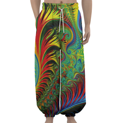 Psychedelic Fractal Print Lantern Pants