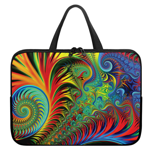 Psychedelic Fractal Print Laptop Sleeve With Handle