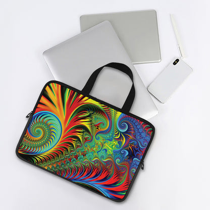 Psychedelic Fractal Print Laptop Sleeve With Handle