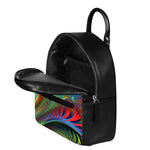 Psychedelic Fractal Print Leather Backpack
