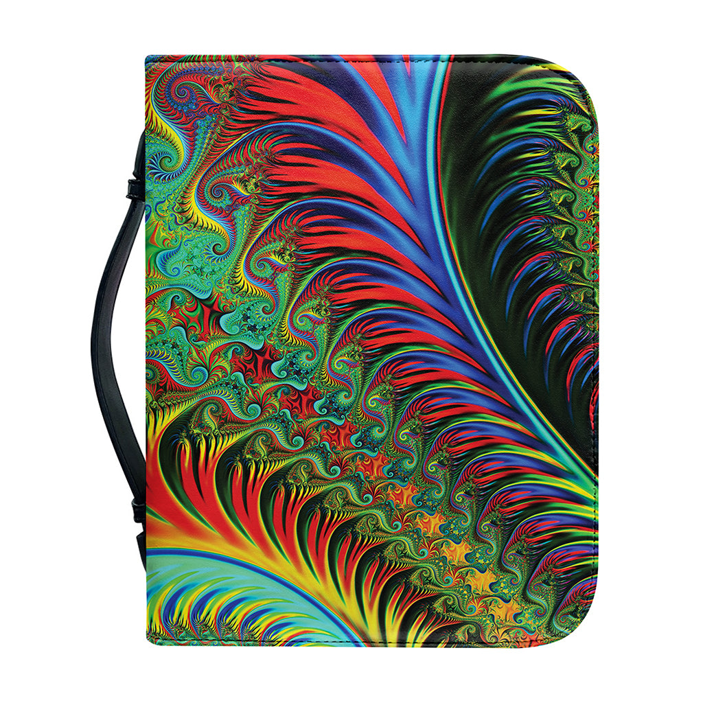 Psychedelic Fractal Print Leather Bible Cover