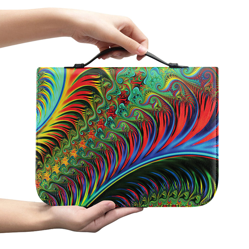 Psychedelic Fractal Print Leather Bible Cover