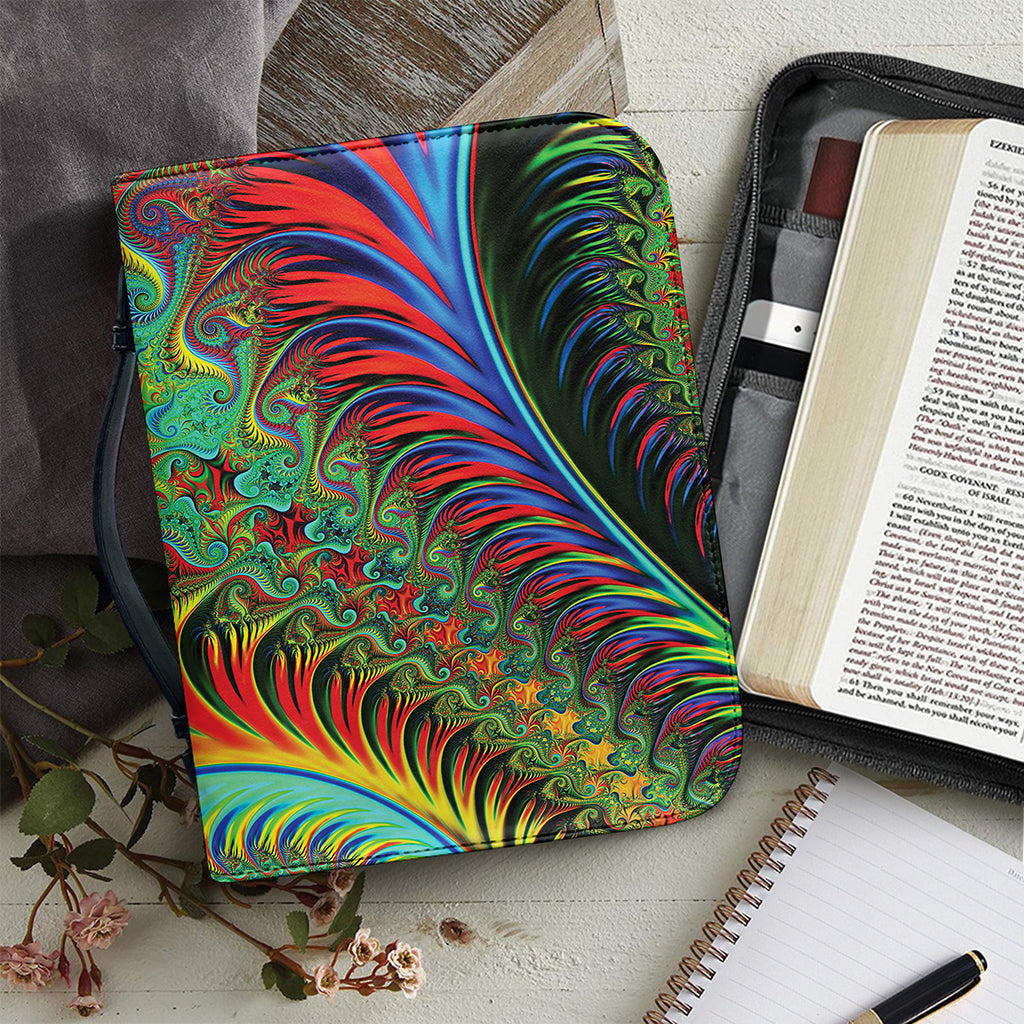 Psychedelic Fractal Print Leather Bible Cover