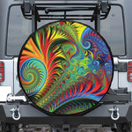 Psychedelic Fractal Print Leather Spare Tire Cover