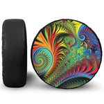 Psychedelic Fractal Print Leather Spare Tire Cover