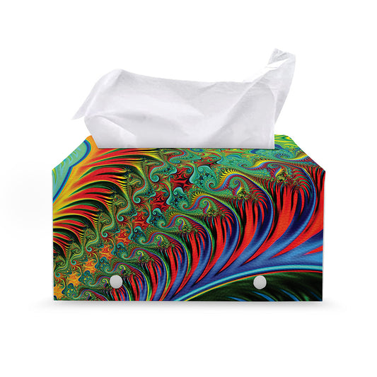 Psychedelic Fractal Print Leather Tissue Box Cover