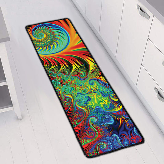 Psychedelic Fractal Print Long Kitchen Mat