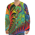 Psychedelic Fractal Print Long Sleeve Baseball Jersey