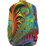 Psychedelic Fractal Print Long Sleeve Baseball Jersey