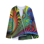 Psychedelic Fractal Print Long Sleeve Short Coat