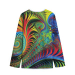 Psychedelic Fractal Print Long Sleeve Short Coat