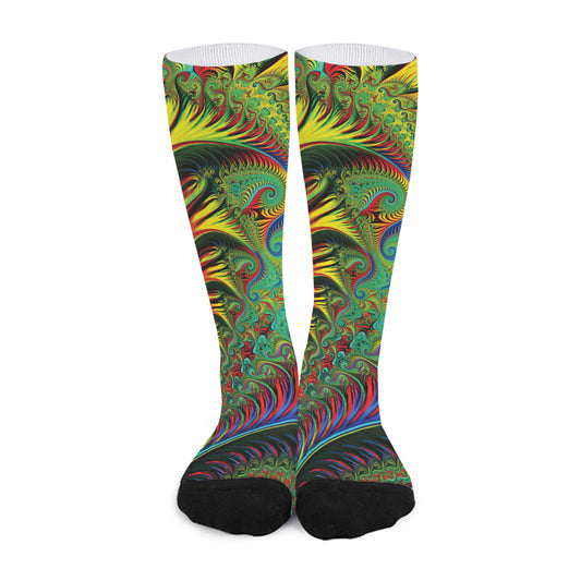 Psychedelic Fractal Print Long Socks
