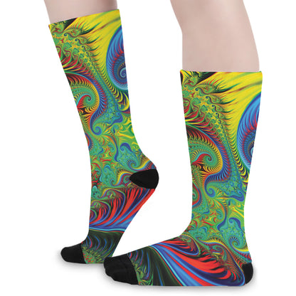 Psychedelic Fractal Print Long Socks