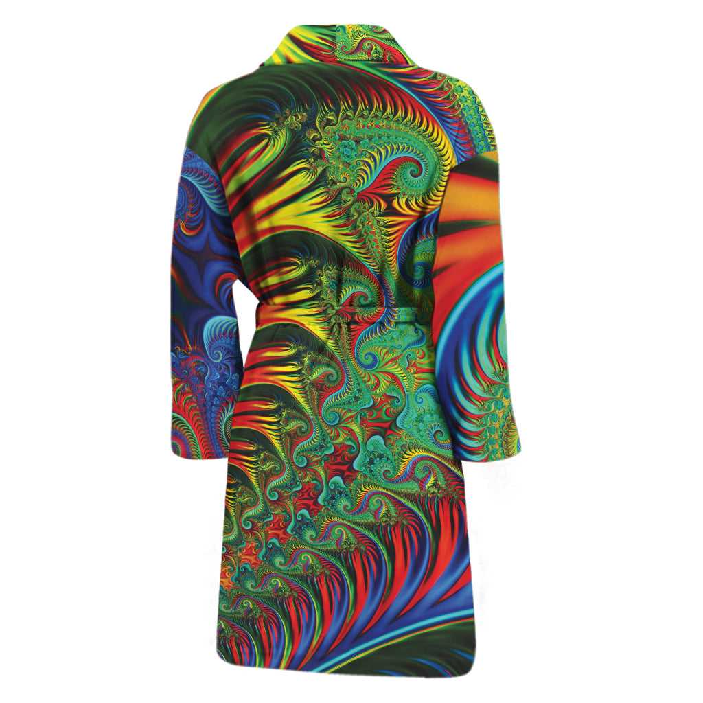 Psychedelic Fractal Print Men's Bathrobe