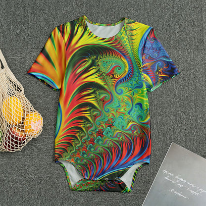 Psychedelic Fractal Print Men's Bodysuit