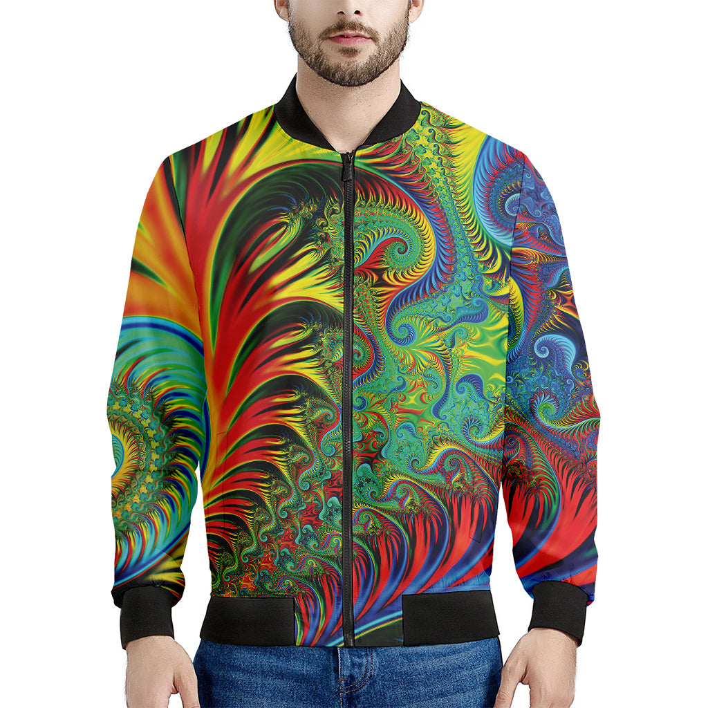 Psychedelic Fractal Print Men's Bomber Jacket