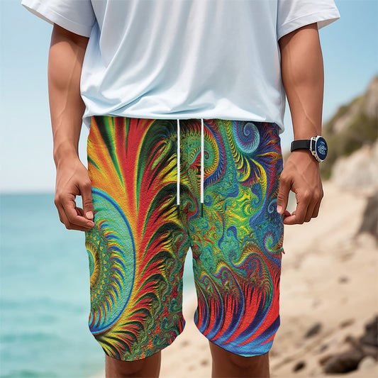 Psychedelic Fractal Print Men's Cargo Shorts