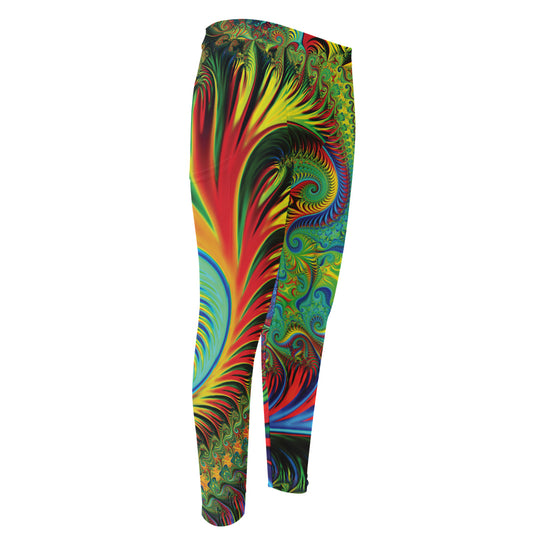 Psychedelic Fractal Print Men's Compression Pants