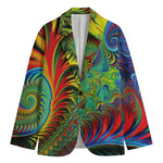 Psychedelic Fractal Print Men's Cotton Blazer