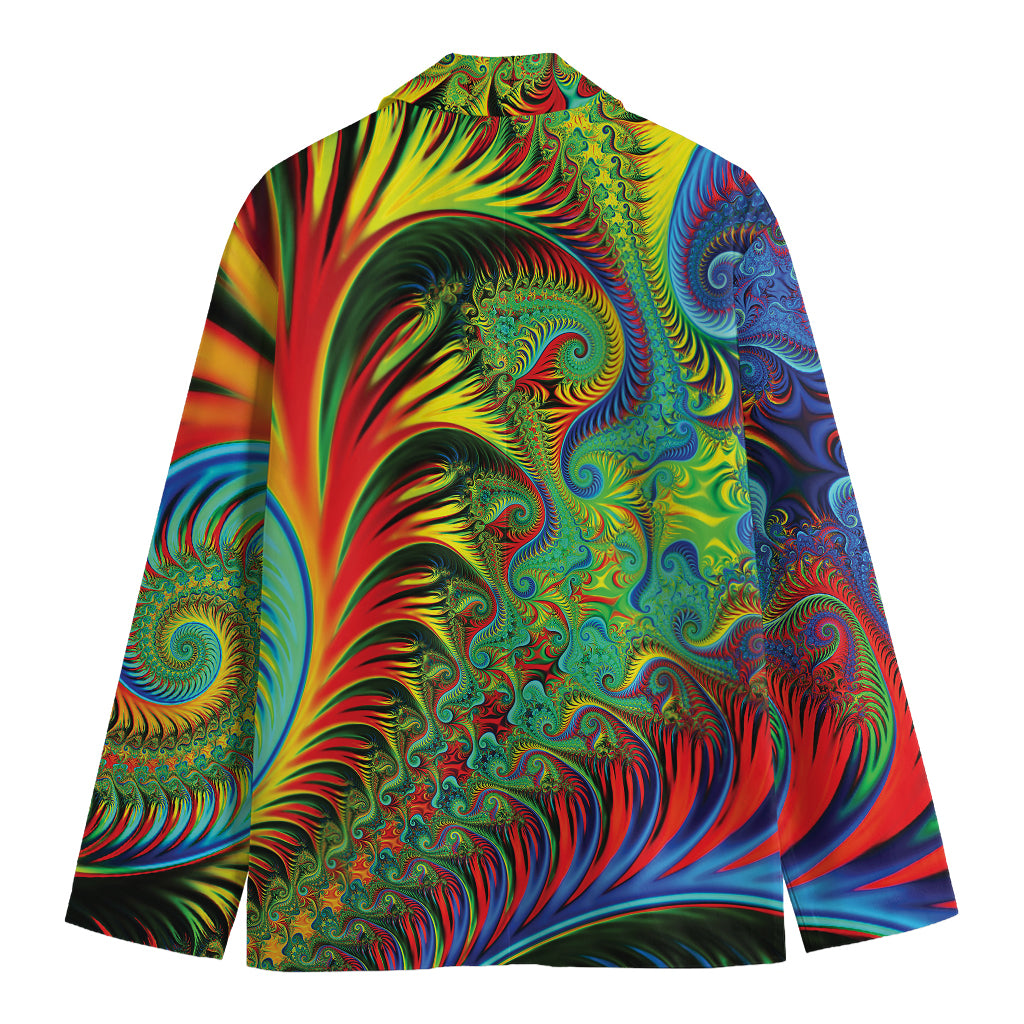 Psychedelic Fractal Print Men's Cotton Blazer