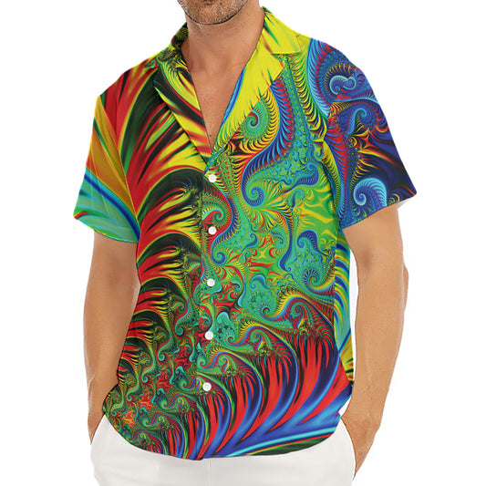 Psychedelic Fractal Print Men's Deep V-Neck Shirt