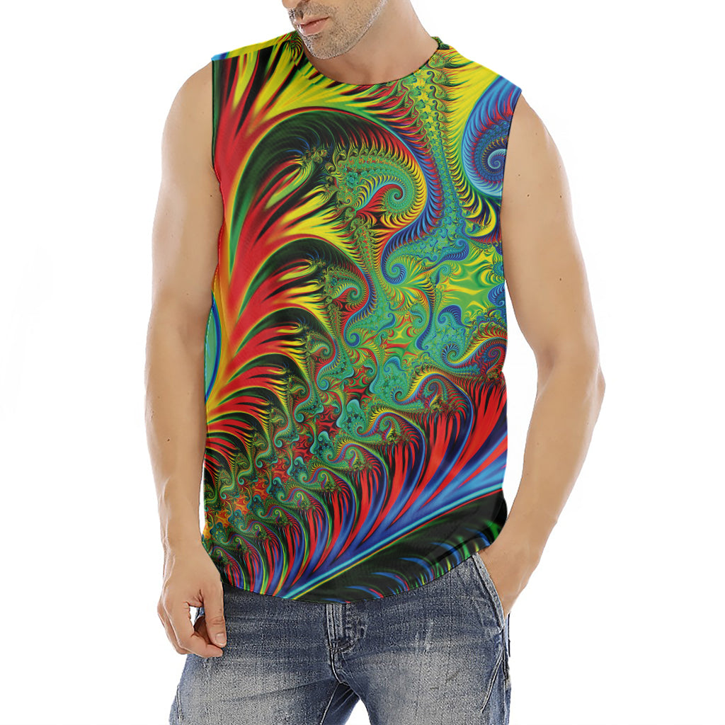 Psychedelic Fractal Print Men's Fitness Tank Top
