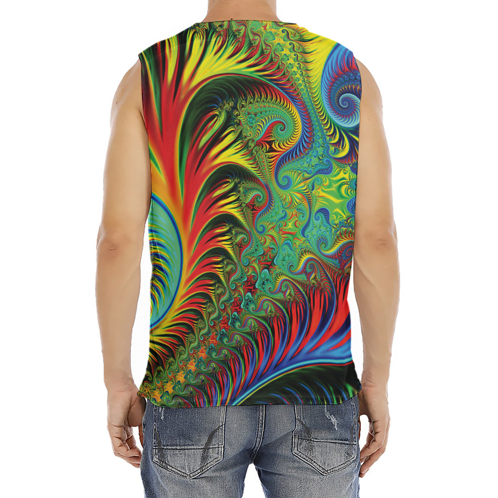 Psychedelic Fractal Print Men's Fitness Tank Top