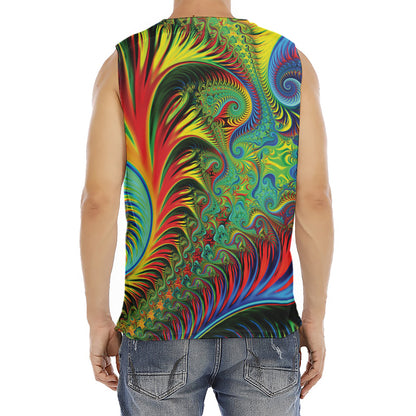 Psychedelic Fractal Print Men's Fitness Tank Top