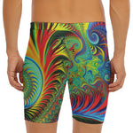 Psychedelic Fractal Print Men's Long Boxer Briefs