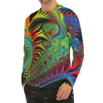 Psychedelic Fractal Print Men's Long Sleeve Rash Guard