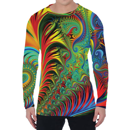 Psychedelic Fractal Print Men's Long Sleeve T-Shirt