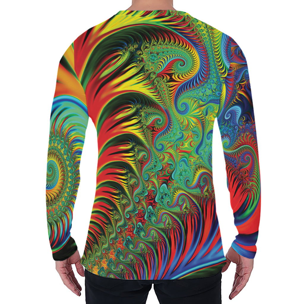 Psychedelic Fractal Print Men's Long Sleeve T-Shirt