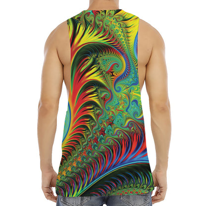 Psychedelic Fractal Print Men's Muscle Tank Top