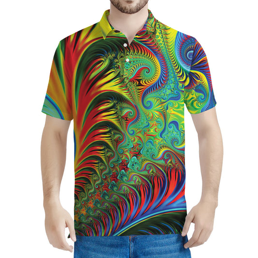 Psychedelic Fractal Print Men's Polo Shirt