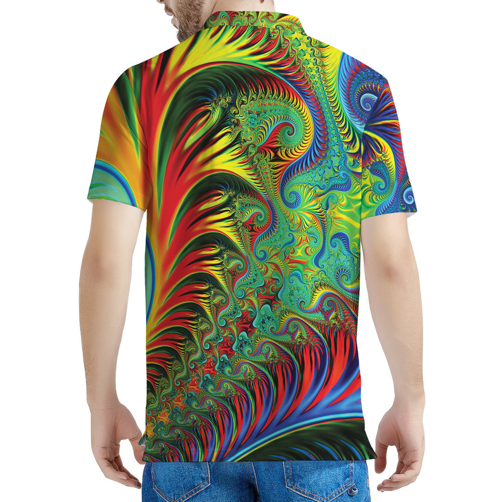 Psychedelic Fractal Print Men's Polo Shirt
