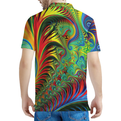 Psychedelic Fractal Print Men's Polo Shirt