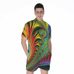 Psychedelic Fractal Print Men's Rompers