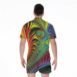 Psychedelic Fractal Print Men's Rompers