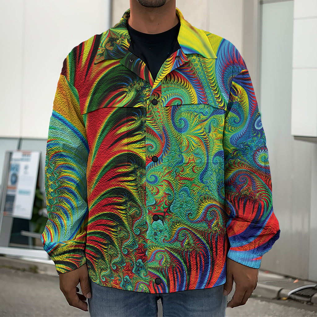 Psychedelic Fractal Print Men's Shirt Jacket