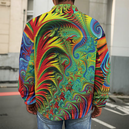Psychedelic Fractal Print Men's Shirt Jacket