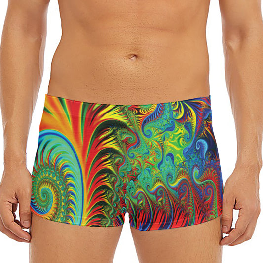 Psychedelic Fractal Print Men's Short Boxer Briefs