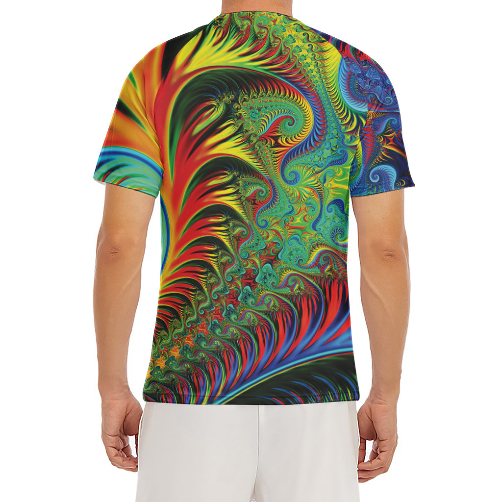 Psychedelic Fractal Print Men's Short Sleeve Rash Guard