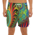 Psychedelic Fractal Print Men's Split Running Shorts