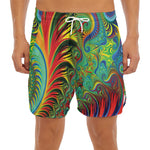 Psychedelic Fractal Print Men's Split Running Shorts
