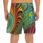 Psychedelic Fractal Print Men's Split Running Shorts